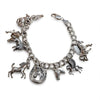 Vintage Sterling Silver 925 Equestrian Charm Bracelet -  Charms Horse / Dog made in Italy. DNT Texas Tag