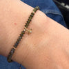 Dark Olive-Green Beaded Bracelet with 9k Gold Flower Charm