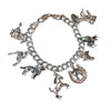 Vintage Sterling Silver 925 Equestrian Charm Bracelet -  Charms Horse / Dog made in Italy. DNT Texas Tag