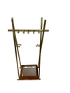 Gold A-Frame Jewellery Stand with Hooks & Wood Base