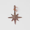 Pave Diamond Sterling Silver North Star Pendant And Adjustable Rose Gold Sterling Silver Necklace