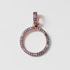 Pave Diamond Sterling Silver Round Charm And Adjustable Rose Gold Sterling Silver Necklace