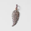 Pave Diamond Sterling Silver Feather Pendant & Adjustable Rose Gold Sterling Silver Necklace