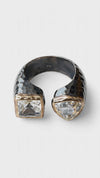 Rose Quartz & White Topaz Duo Ring — Gold-Coated Sterling Silver