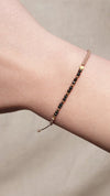 Sable Adjustable Thread Bracelet - Black Spinel & 9K Solid Gold